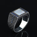 925 Sterling Silver Square Mother Of Pearl Gemstone Signet Ring