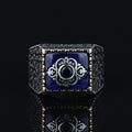 925 Sterling Silver Men Blue Sapphire Gemstone Ring