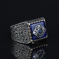 925 Sterling Silver Men Blue Sapphire Gemstone Ring