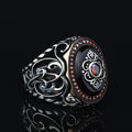 925 Silver Handmade Men Ruby Gemstone Turkish Handmade Ring