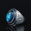 925 Sterling Silver Abalone Pearl Men Signet Ring
