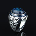 925 Sterling Silver Abalone Pearl Men Signet Ring