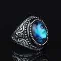 925K Sterling Silver Men Silver Abalone Shell Pearl Stone Silver Ring