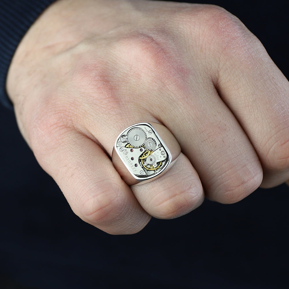 925 Sterling Silver Handmade Watch Mechanism Ring