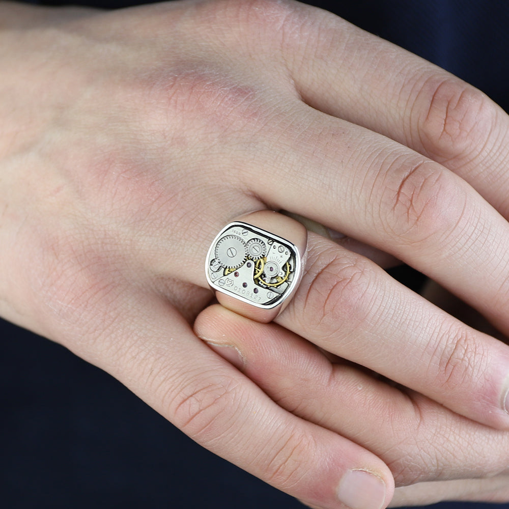 925 Sterling Silver Handmade Watch Mechanism Ring