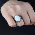 925 Men Sterling Silver Mother Of Pearl Gemstone Signet Ring