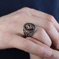 925 Silver Handmade Men Ruby Gemstone Turkish Handmade Ring