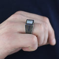 925 Sterling Silver Square Mother Of Pearl Gemstone Signet Ring