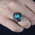 925K Sterling Silver Men Silver Abalone Shell Pearl Stone Silver Ring