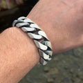 Pulsera gourmet cubana de plata maciza 925 para hombre, cadena gruesa de 20 mm.