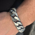 Pulsera gourmet cubana de plata maciza 925 para hombre, cadena gruesa de 20 mm.