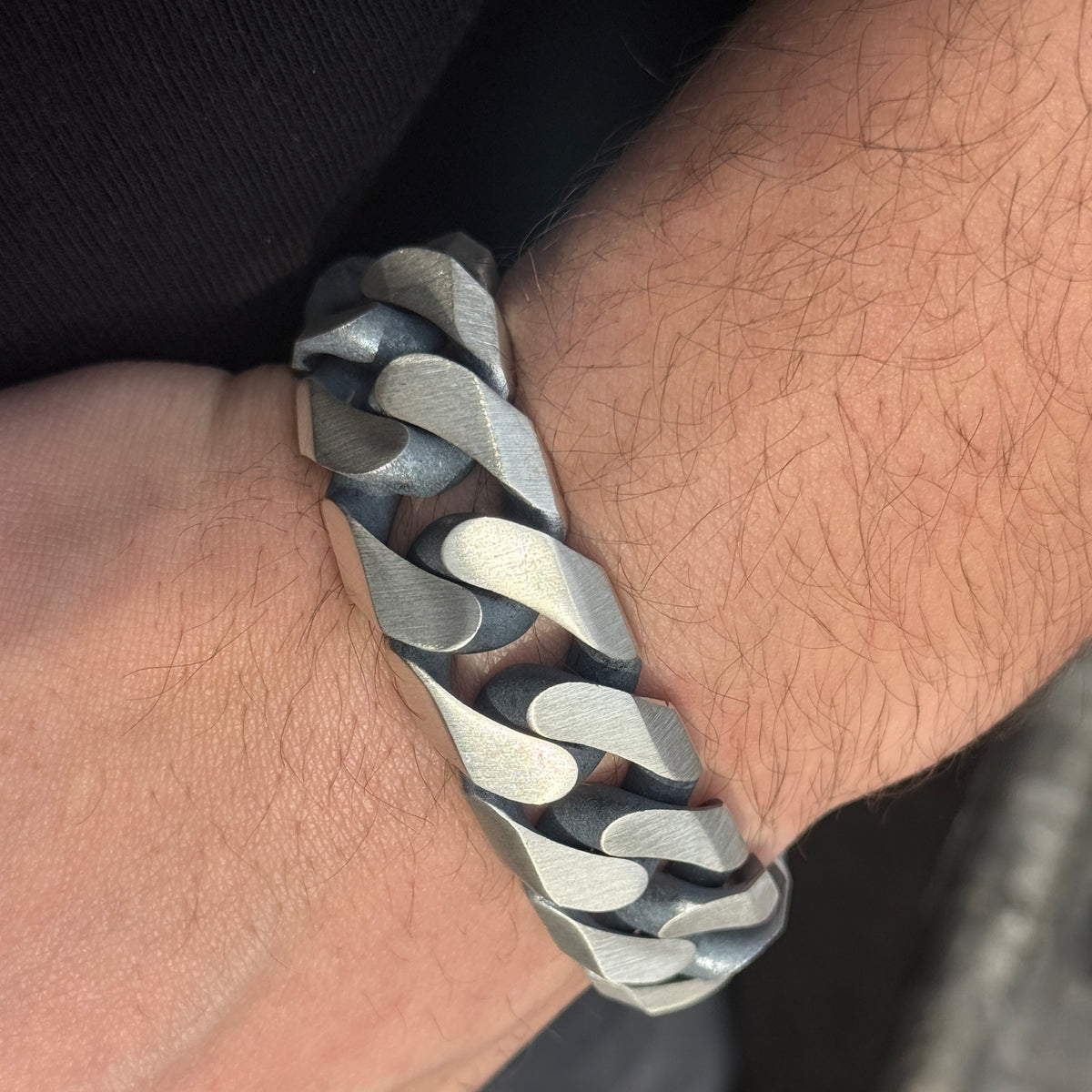 Pulsera gourmet cubana de plata maciza 925 para hombre, cadena gruesa de 20 mm.