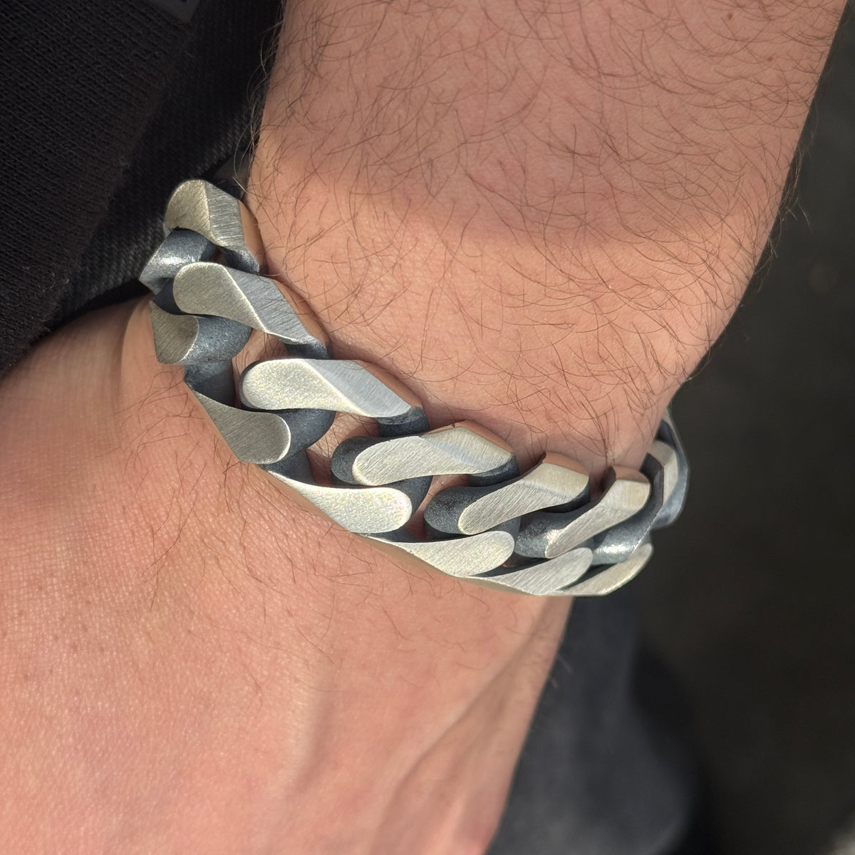 Pulsera gourmet cubana de plata maciza 925 para hombre, cadena gruesa de 20 mm.
