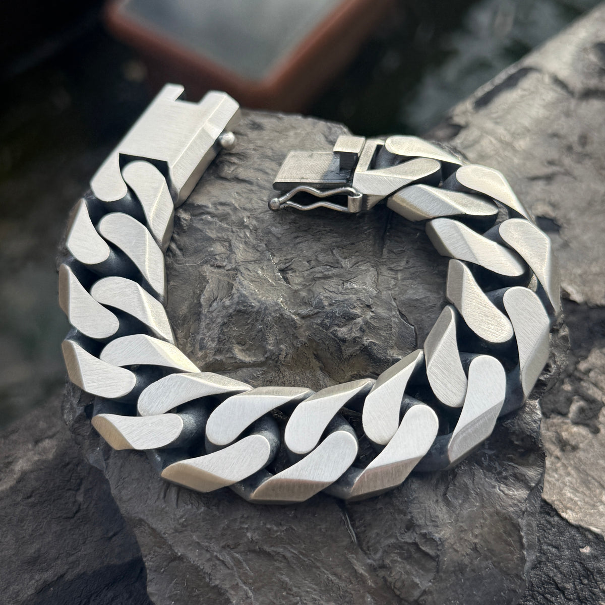 Pulsera gourmet cubana de plata maciza 925 para hombre, cadena gruesa de 20 mm.