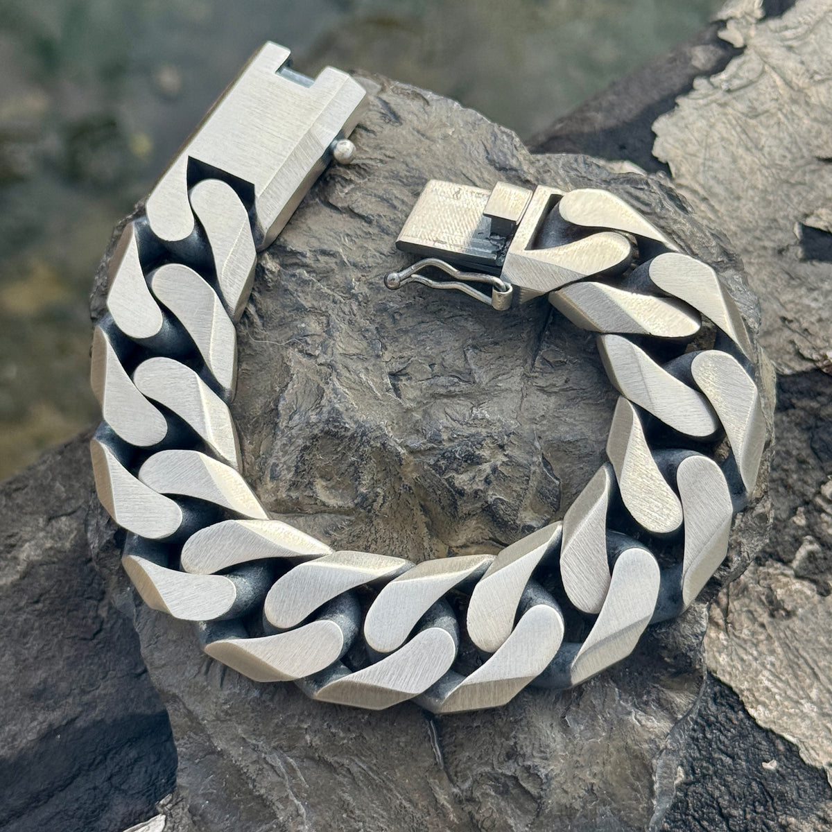 Pulsera gourmet cubana de plata maciza 925 para hombre, cadena gruesa de 20 mm.