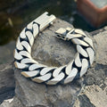 Pulsera gourmet cubana de plata maciza 925 para hombre, cadena gruesa de 20 mm.