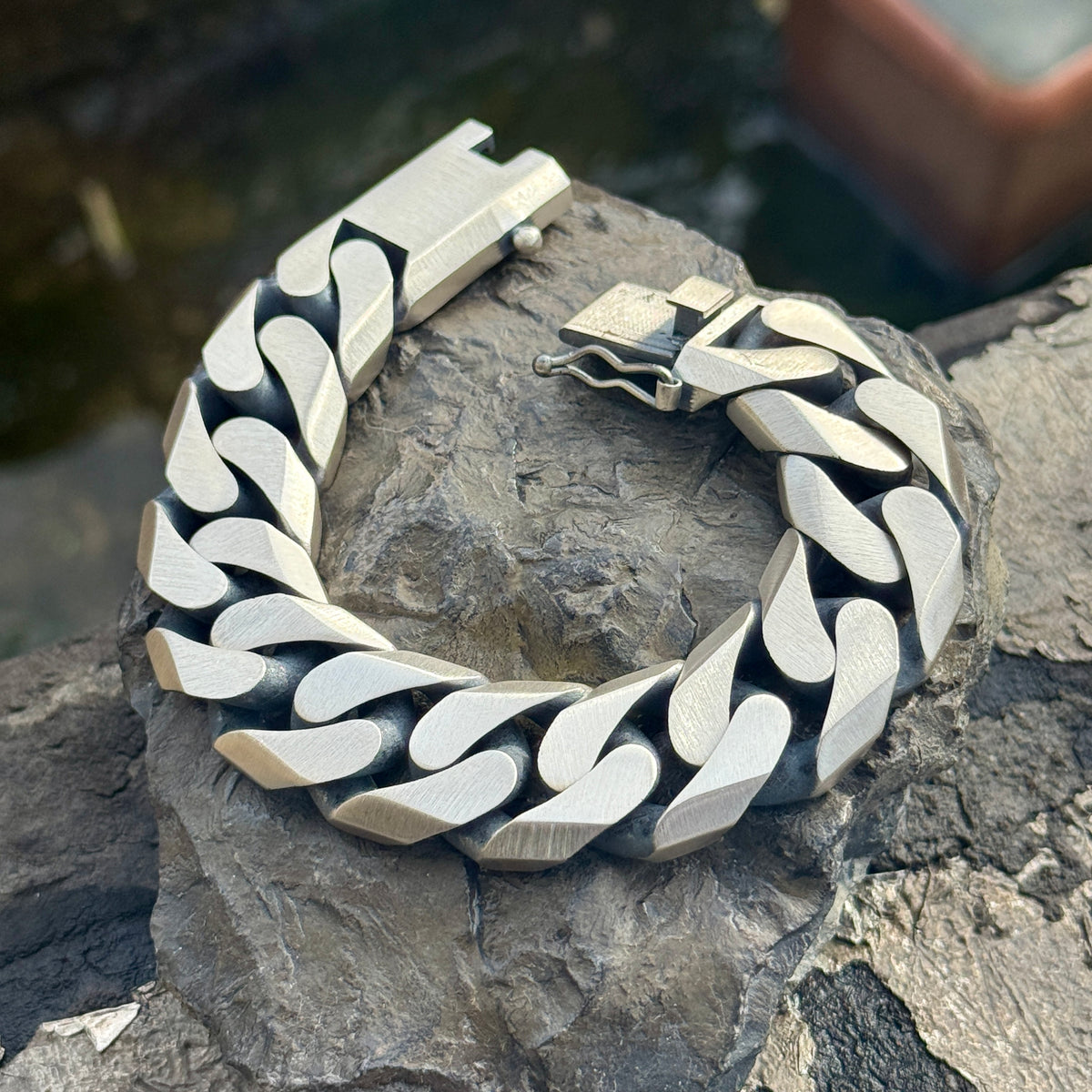 Pulsera gourmet cubana de plata maciza 925 para hombre, cadena gruesa de 20 mm.