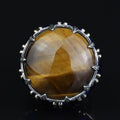 Silver Tiger Eye Large Turkish Handmade Ring Solomon Signet Ottoman Mens Ring