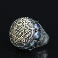 Silver Handmade Silver Seal Of Solomon Ring Large Solomon Signet Ring, King Solomon Ring