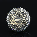 Silver Handmade Silver Seal Of Solomon Ring Large Solomon Signet Ring, King Solomon Ring