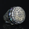 Silver Handmade Silver Seal Of Solomon Ring Large Solomon Signet Ring, King Solomon Ring