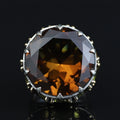 Silver Large Sultanite Stone Ring, Silver Solomon Signet Style Ring, Man Handmade Silver Ring