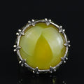 Men Handmade Ring, Yellow Agate 925 Silver Ring, Large Solomon Aqeeq Gemstone Ring , Genuine Yellow Agate Men Vintage Ring