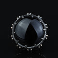 Large Onyx Ring, Solomon Men Silver Natural Large Black Onyx Ring , Men BİG Ring, Ottoman Jewelry Ring