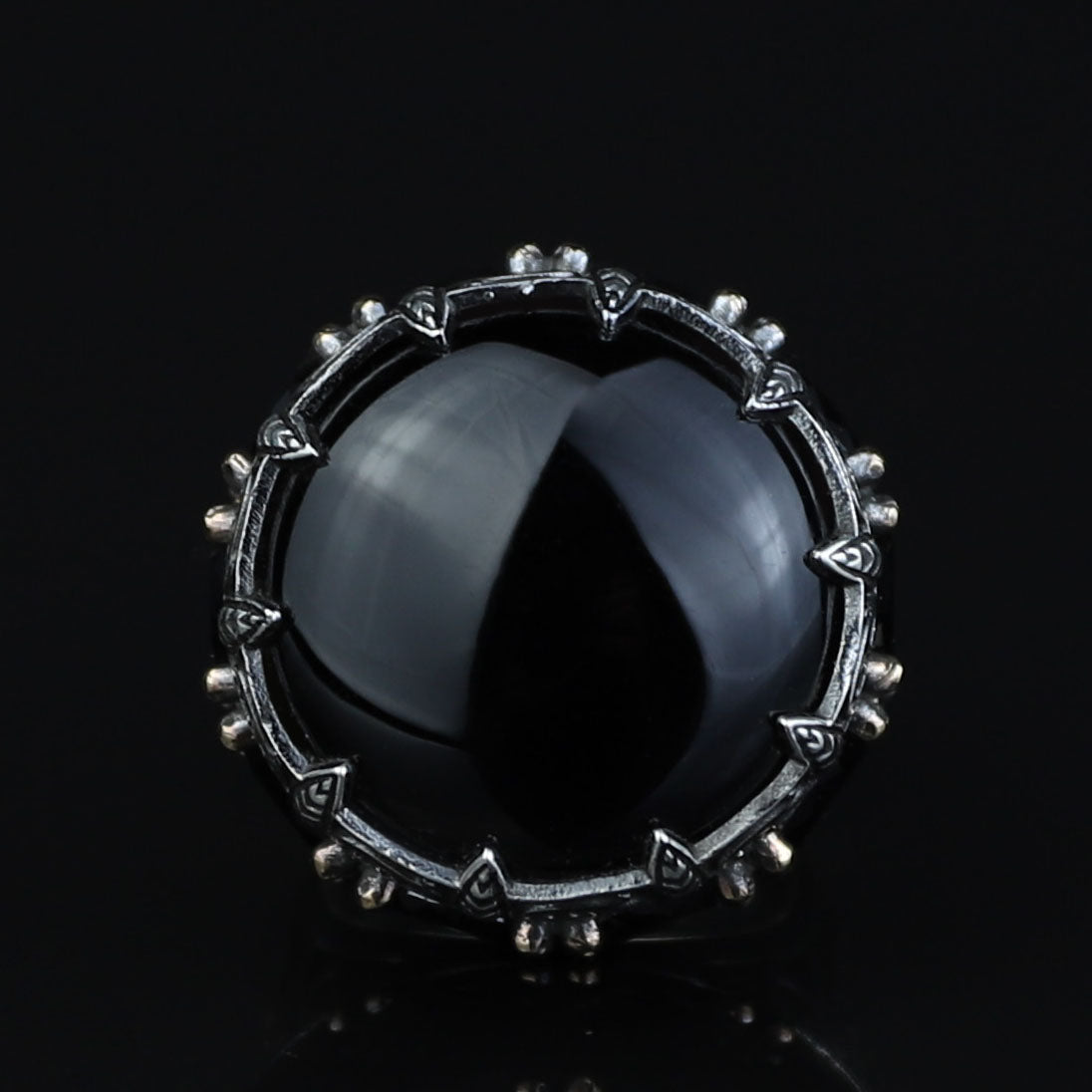 Large Onyx Ring, Solomon Men Silver Natural Large Black Onyx Ring , Men BİG Ring, Ottoman Jewelry Ring