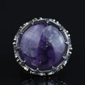 Men Silver Round Amethyst Ring, Large Moissanite And Amethyst Ring,Solomon Signet Turkish Artisan Amethyst Ring