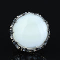 925 Silver Large Round Solomon Signet Ring, Natural Mother Of Pearl Gemstone Handmade Ring