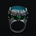 Mens Handmade Ring, Green Agate Ring, Solomon Signet Large Turkish Handmade Silver Men Ring