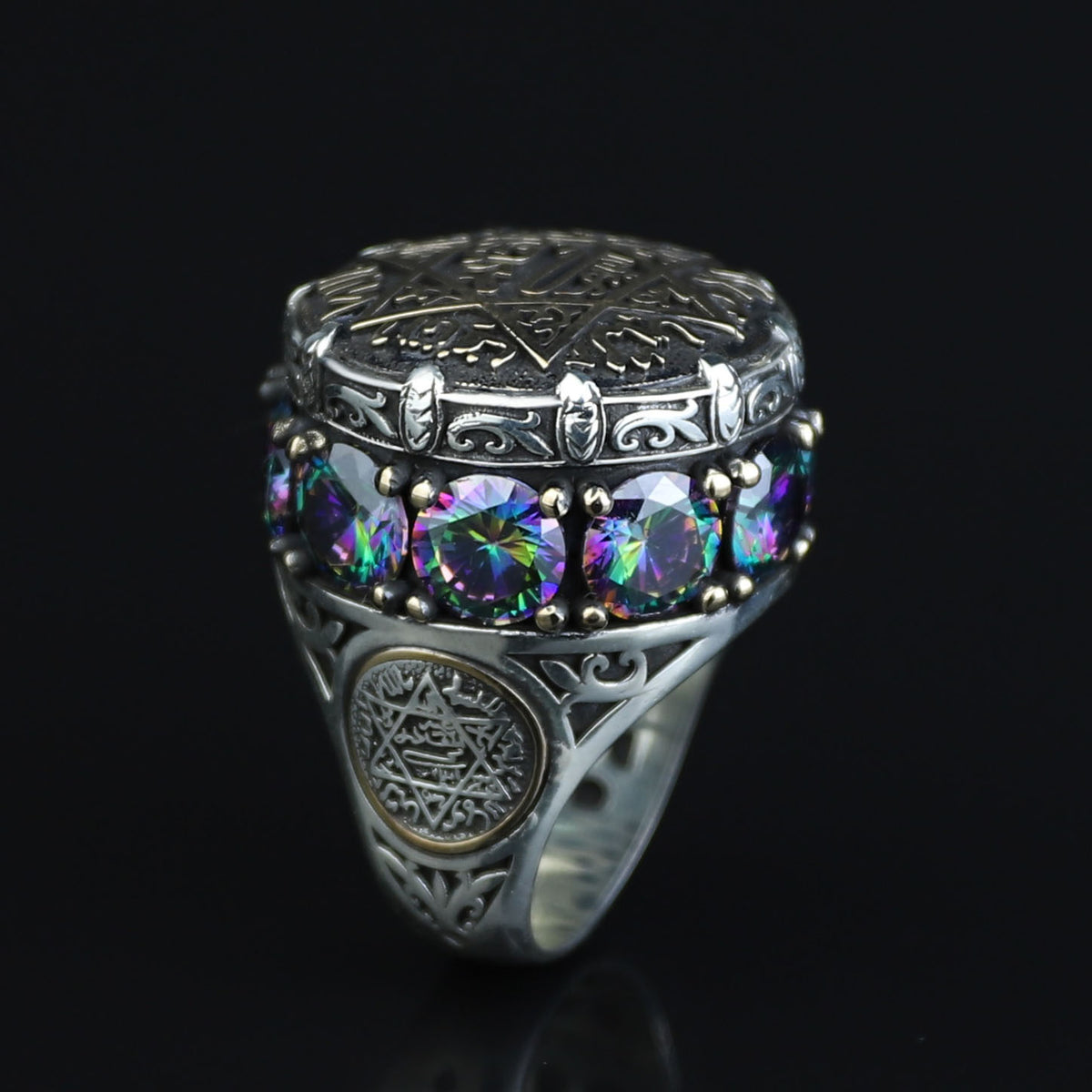 Silver Handmade Silver Seal Of Solomon Ring Large Solomon Signet Ring, King Solomon Ring