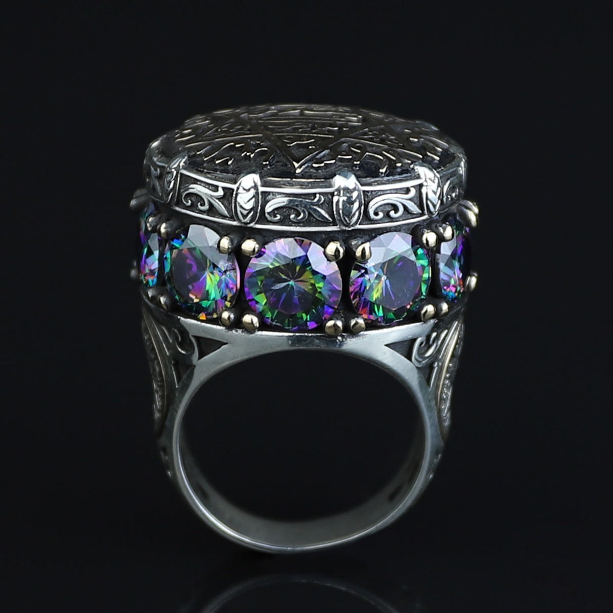 Silver Handmade Silver Seal Of Solomon Ring Large Solomon Signet Ring, King Solomon Ring