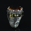 Silver Large Sultanite Stone Ring, Silver Solomon Signet Style Ring, Man Handmade Silver Ring