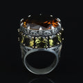 Silver Large Sultanite Stone Ring, Silver Solomon Signet Style Ring, Man Handmade Silver Ring
