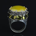 Men Handmade Ring, Yellow Agate 925 Silver Ring, Large Solomon Aqeeq Gemstone Ring , Genuine Yellow Agate Men Vintage Ring