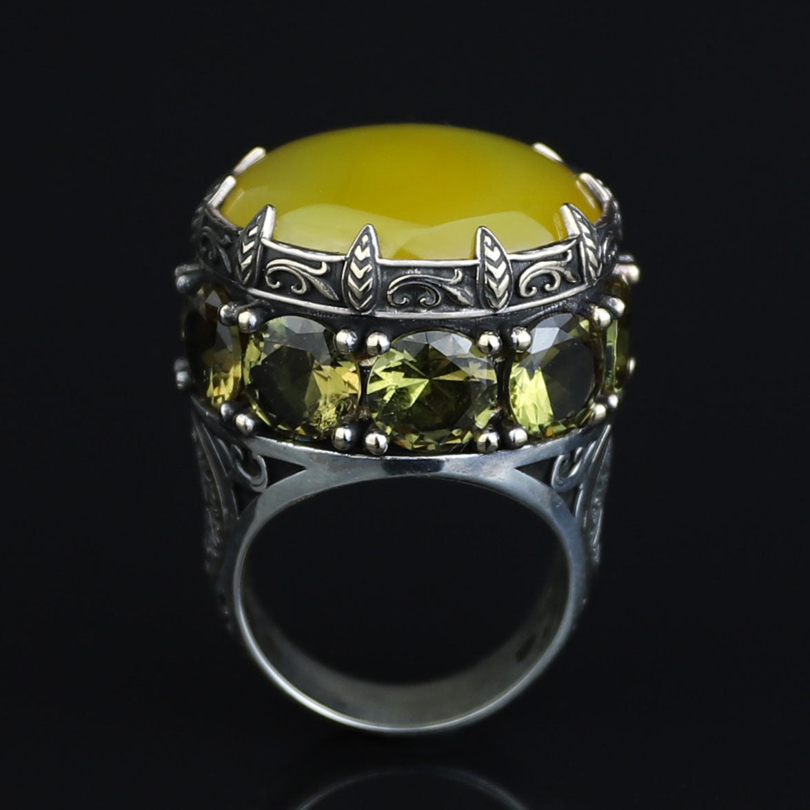 Men Handmade Ring, Yellow Agate 925 Silver Ring, Large Solomon Aqeeq Gemstone Ring , Genuine Yellow Agate Men Vintage Ring
