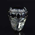 Large Onyx Ring, Solomon Men Silver Natural Large Black Onyx Ring , Men BİG Ring, Ottoman Jewelry Ring