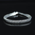 925 Sterling Silver 10MM Black Onyx Stone Gourmet Bracelet