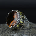 Silver Large Sultanite Stone Ring, Silver Solomon Signet Style Ring, Man Handmade Silver Ring