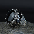Large Onyx Ring, Solomon Men Silver Natural Large Black Onyx Ring , Men BİG Ring, Ottoman Jewelry Ring
