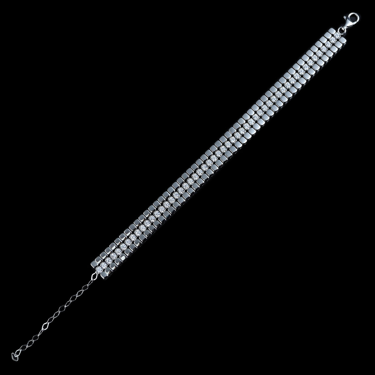 925 Sterling Silver Diamond Gemstone Men Elegant Bracelet