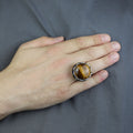 Silver Tiger Eye Large Turkish Handmade Ring Solomon Signet Ottoman Mens Ring