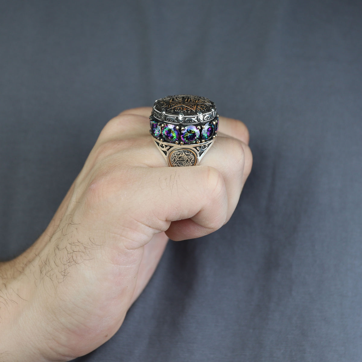 Silver Handmade Silver Seal Of Solomon Ring Large Solomon Signet Ring, King Solomon Ring