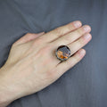 Silver Large Sultanite Stone Ring, Silver Solomon Signet Style Ring, Man Handmade Silver Ring