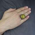 Men Handmade Ring, Yellow Agate 925 Silver Ring, Large Solomon Aqeeq Gemstone Ring , Genuine Yellow Agate Men Vintage Ring