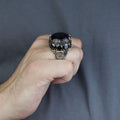 Large Star Stone Ring, Solomon Signet Men Silver Natural Large Black Star Gems Ring , Men BİG Ring, Ottoman Jewelry Ring