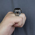 Large Onyx Ring, Solomon Men Silver Natural Large Black Onyx Ring , Men BİG Ring, Ottoman Jewelry Ring
