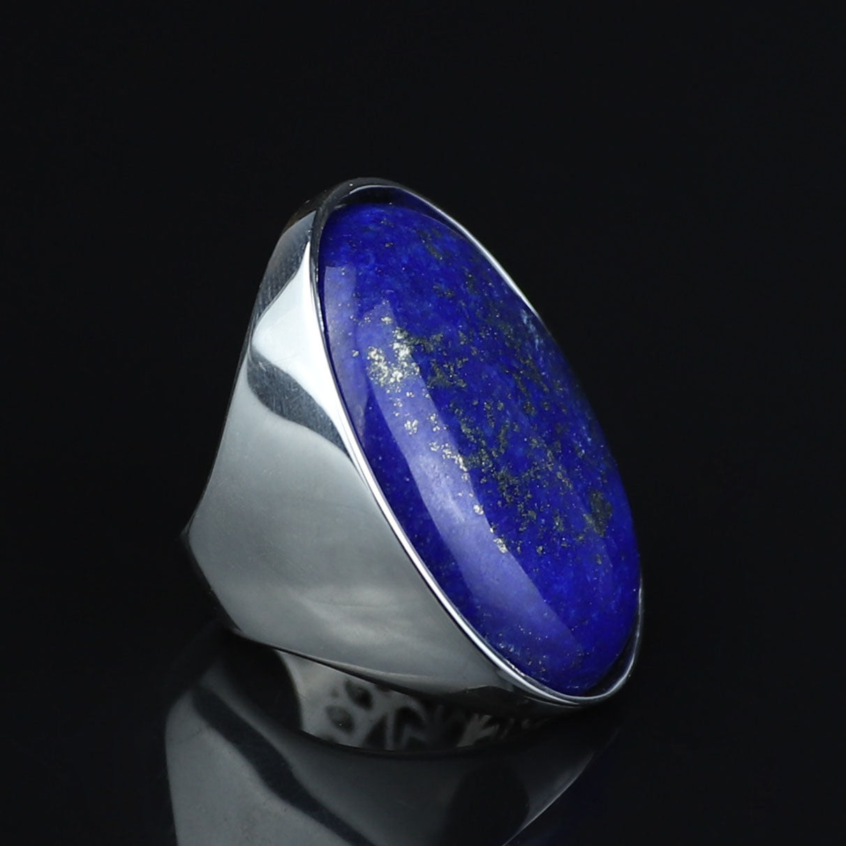 Silver Large Lapis Lazuli Ring, Natural Classic Handmade Lapis Ring , Blue Lapis Ring, Ottoman Style Ring , 925k Sterling Silver Ring